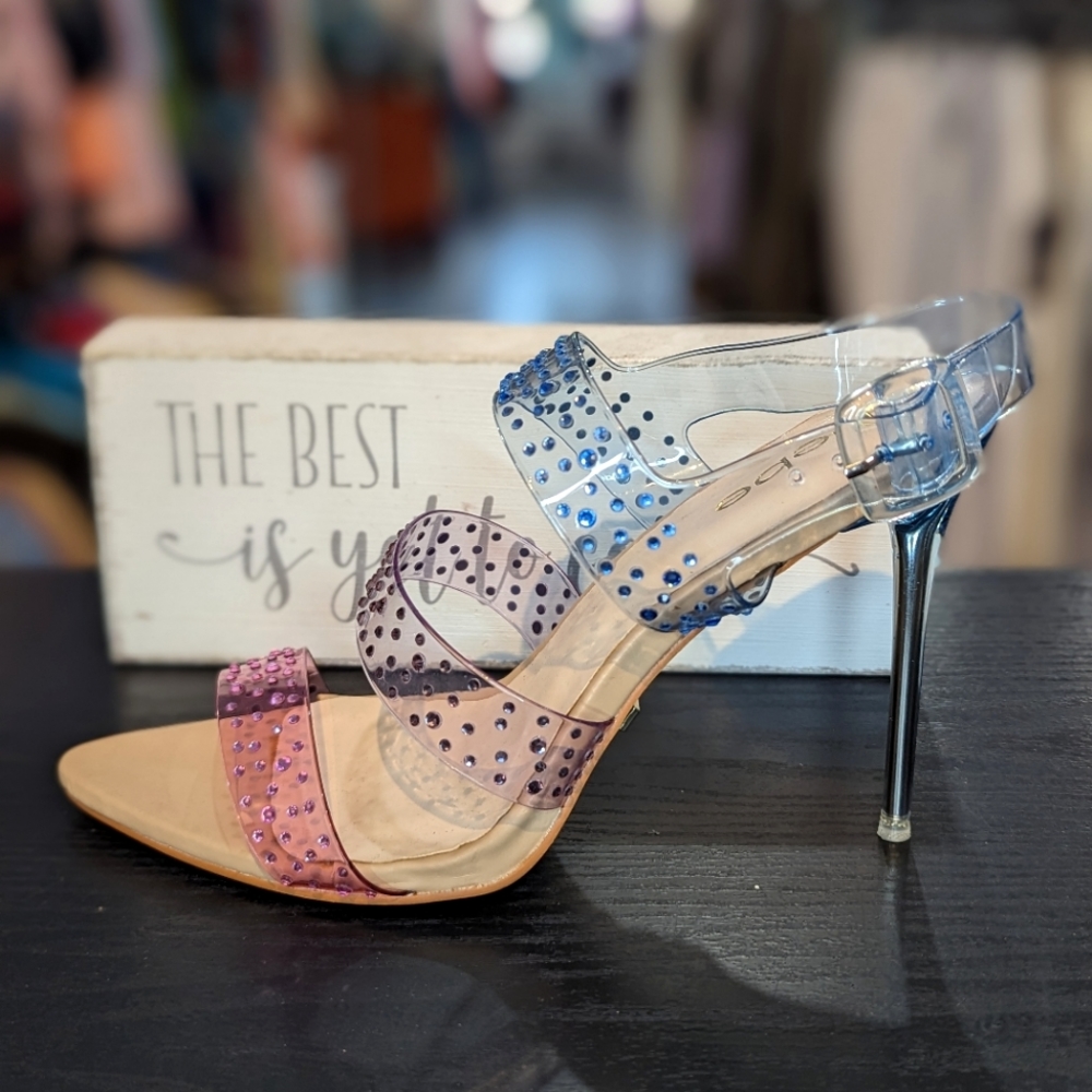 Bebe Multi Color Clear Strap Heel